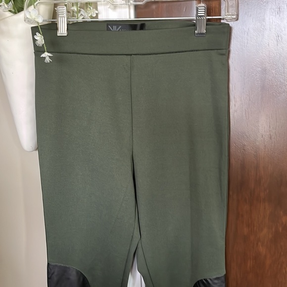 Olive & Black Pleather Small New Leggings - Picture 3 of 6
